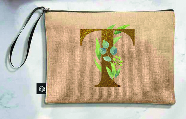 Bolso de mano letra t una pieza (diseño variado) (25×18×1 )